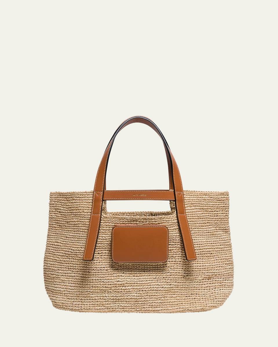Salinas M Crochet Raffia Tote Bag